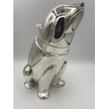 A silver plated cocktail shaker in the form of a polar bear in the Art Deco style