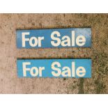 A Pair of Vintage Estate Agent hand painted, double sided For Sale signs.