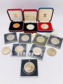 1977 silver proof boxed crown, 1997 boxed silver proof Diana Medallion and other assorted crowns