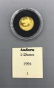 A 1994 5 Diners Gold proof coin