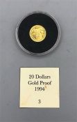 A 1994 20 Dollars Gold proof coin