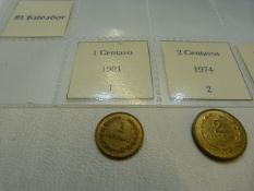 A selection of eleven coins from El Salvador from 1913 to 1994, various denominations.