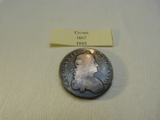 A Great Britain 1667 Crown, silver VG Charles II with Four Shields to reverse.