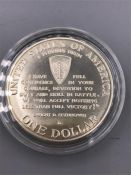 A United States of America 1 Dollar silver proof coin commemorating D Day 1991-1995