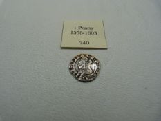 A Great Britain 1558-1603 Penny, silver, Elizabeth I with coat of arms to reverse (mm Lion)