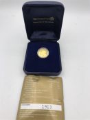 A 10 NZD 2008 proof gold coin commemorating Sir Edmund Hillary 7.77g