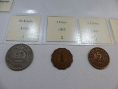 A selection of seventeen coins from British Honduras from 1952 onwards in various denominations.