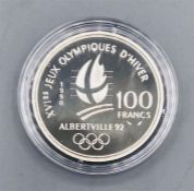 A French 1996 Silver Proof 100 Francs coin