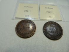 A very large collection of Australian coins in two albums, carefully catalogued and labelled.