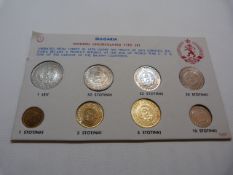 A selection of fifty Bulgarian coins, various years from 1881 and a type set of eight coins