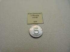 A German 1953 5 Pfennig coin, AUNC Hammer & Wheat with 5 to reverse.