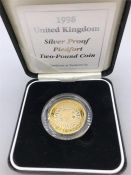 A 1998 Silver Proof United KIngdom Piedfort Two Pound Coin