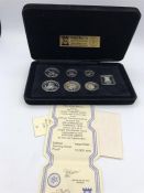 A cased Isle of Man silver proof set commemorating the Millennium of Tynwald 1979
