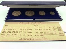 A silver proof set, 1972 Jersey Royal Wedding Anniversary £2.50, £2, £1 and 50p denominations. In