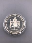 A silver proof Solomon Islands 1992 10 Dollar coin