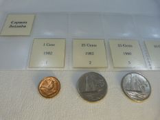 A selection of twenty coins from the Cayman Islands from 1972 various denominations.