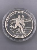 A Silver Proof Ten Dollars Olympic Games 1992 for Niue.