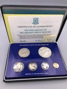 A British Virgin Islands Proof Set 1976 various denominations and some silver