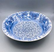 Unknown round bowl victorian blue and white 9"