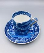 Blue oval Copeland Spode's Italian England espresso cup and saucer