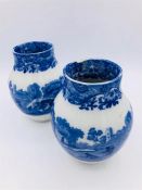 Blue oval Copeland Spode's Italian England Small vase 4.5" high Blue number (4) Blue oval Copeland