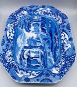 Blue oval Copeland Spode's Italian England Copeland indent with crown Large meat dish 14.5" long/11"