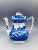 Blue oval Copeland Spode's Italian England oblong coffee pot 7.5" tall Blue number (2)