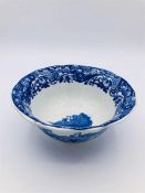 Blue oval Copeland Spode's Italian England bowl 4.5" diam fluted edge