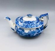 Blue oval Copeland Spode's Italian England tea pot 6" by 3"