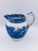 Blue oval Copeland Spode's Italian England Jug 6" high 3.75" diameter blue number (7) indent