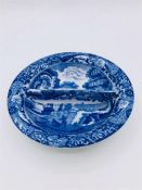 Blue oval Copeland Spode's Italian England pickle dish circular 4.5" with divide