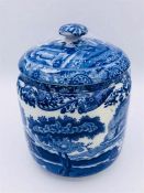 Blue oval Copeland Spode's Italian England Tea caddy with lid Blue number (7)