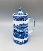 Blue oval Copeland Spode's Italian England Milk jug with lid 6.5" tall Blue number (10) Indent