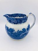 Blue oval Copeland Spode's Italian England Round jug 5.5" high 4.25" diameter indent number (6)