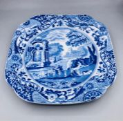 Blue oval Copeland Spode's Italian England Copeland indent with crown square plate 8.5" November