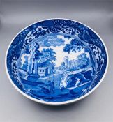 Blue oval Copeland Spode's Italian England Round bowl 8.5" diameter 4" deep Blue number (12 or 19)