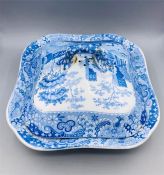 Castle pattern - spode blue and white terrine marked SPODE 28 indent on dish and SPODE in blue on