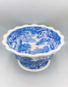 Blue oval Copeland Spode's Italian England Copeland indent with crown bowl on stand 5" high 10"