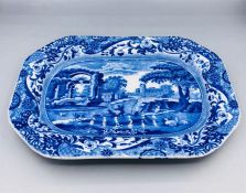 Blue oval Copeland Spode's Italian England Copeland indent with crown oblong plate 9.25" by6.25" May