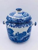 Blue oval Copeland Spode's Italian England biscuit barrel with lid