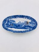 Blue oval Copeland Spode's Italian England Copeland indent with crown oval shallow dish 5" wide