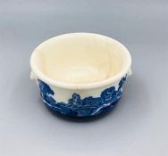 Copeland indent with crown pot 3" by1.5" with lion heads on either side and Copeland indent Blue