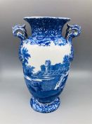 Blue oval Copeland Spode's Italian England vase 8" high with scrolls Blue number (14)