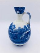 Blue oval Copeland Spode's Italian England unusual vase with handle 6.5" high