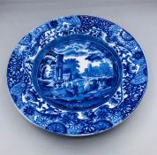 Blue oval Copeland Spode's Italian England Copeland indent with crown cereal bowl 7" diam Indent