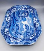 Blue oval Copeland Spode's Italian England Copeland indent with crown oblong meat plate 12.5" 9"