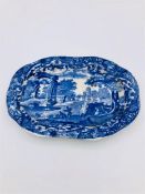 Blue oval Copeland Spode's Italian England Copeland indent with crown oval dish 6" by 4.25"