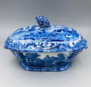 Blue oval Copeland Spode's Italian England terrine with lid 7" by 4.5"