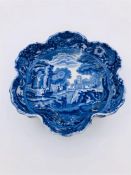 Blue oval Copeland Spode's Italian England pie dish 4.5" diameter crinkly Blue number (4)