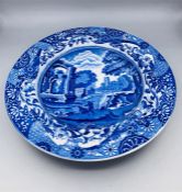 Blue oval Copeland Spode's Italian England Copeland indent with crown round dish 9" diam with indent